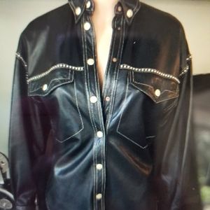 Authentic Versace vintage black leather shirt
